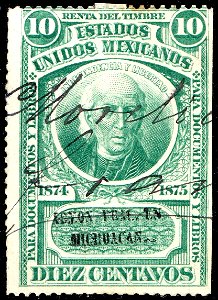 Mexico 1874-1875 documentary revenue 4A Michoacan