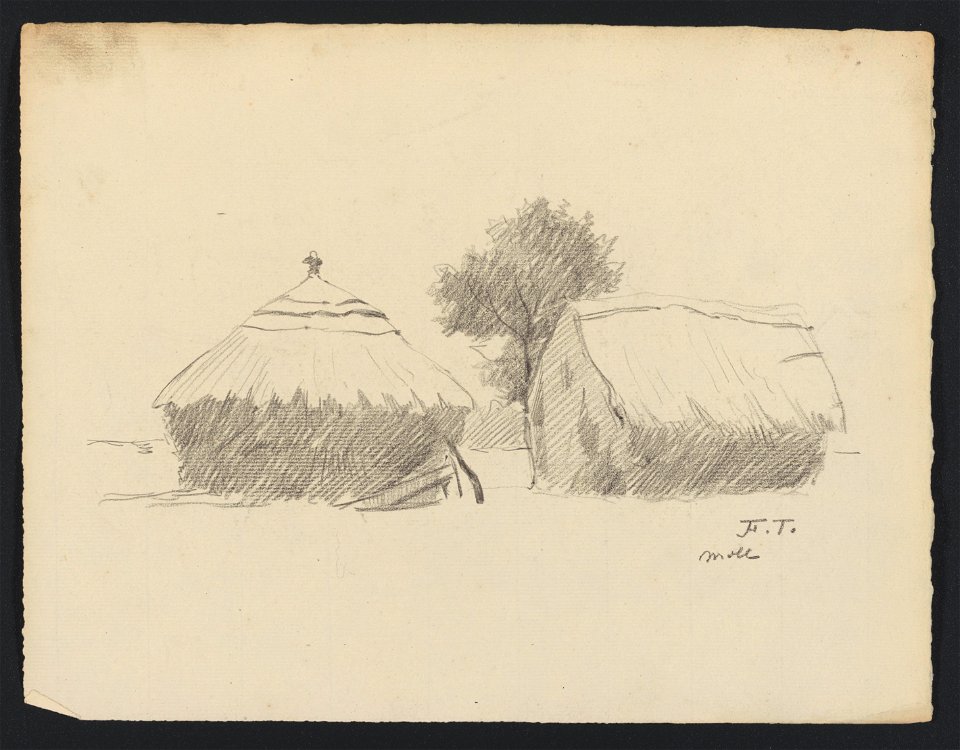 Meule de foin et chaumière drawing by Jean-François Taelemans, R-2009-26381, Prints Department, Royal Library of Belgium