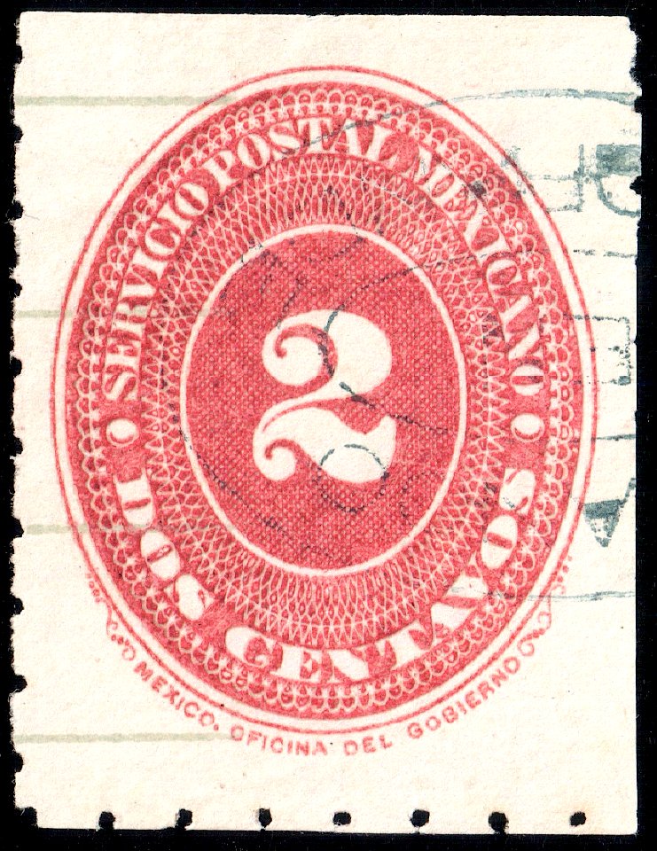 Mexico 1887 2c perf 6 Sc202 used