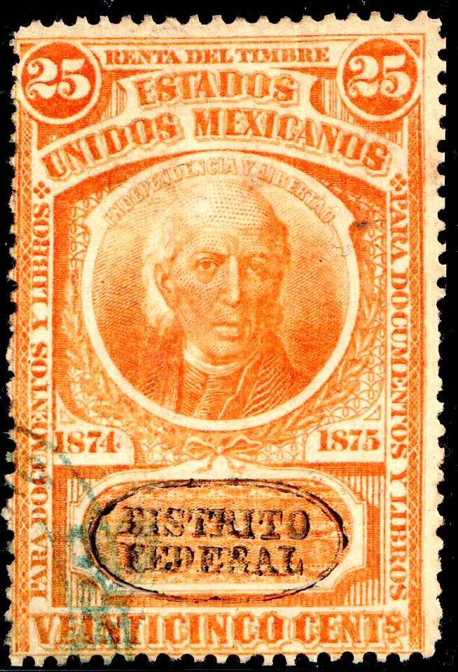 Mexico 1874-1875 documentary revenue 5B DF