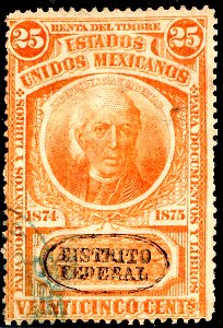 Mexico 1874-1875 documentary revenue 5B DF