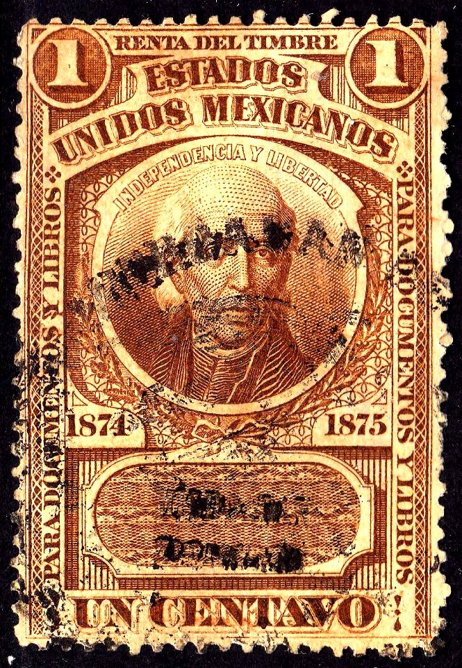 Mexican 1874-75 documentary revenue stamp