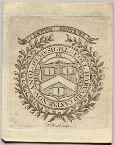 Nathaniel Hurd (American, 1730-1778) - Bookplate, Seal of Harvard College - 1925.128 - Cleveland Museum of Art