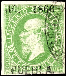 Mexico 1866 50c Sc30 PUEBLA used