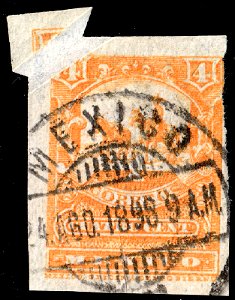 Mexico 1897-98 4c used paper fold Sc271b
