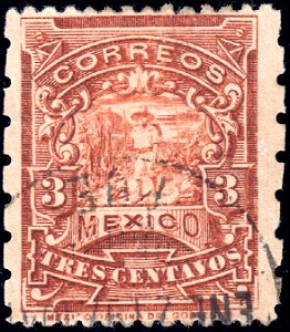 Mexico 1896-97 3c perf 6x12 Sc259b used