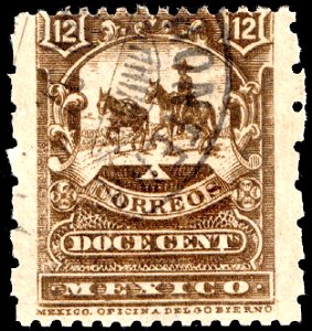 Mexico 1896-97 12c perf 12x6 Sc262a used