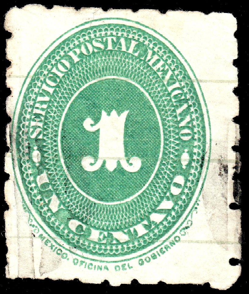 Mexico 1887 1c perf 6 Sc201 used mute