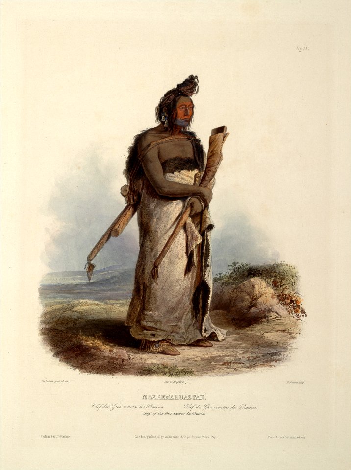 Mexkemahuastan Chief of the Gros-ventres des Praires Chief of the Bigbellies of the prarie 0020v