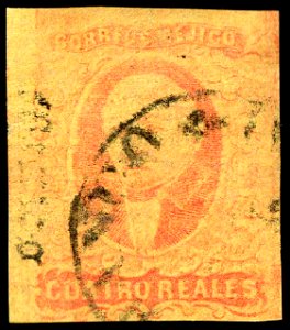 Mexico 1867 quatro reales Sc38 used