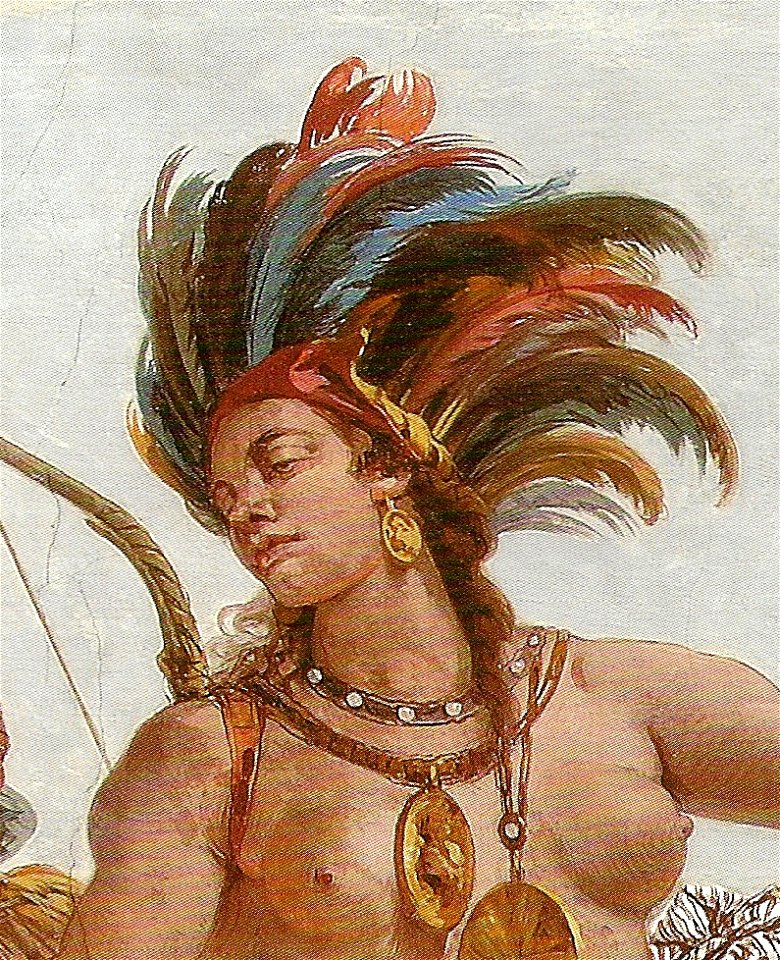 Native American detail, from- Tiepolo, Giovanni - Deckenfresko im Treppenhaus der Würzburger Residenz - Detail Amerika (cropped)