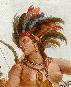 Native American detail, from- Tiepolo, Giovanni - Deckenfresko im Treppenhaus der Würzburger Residenz - Detail Amerika (cropped)