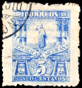 Mexico 1896-97 5c perf 12 Sc261 used
