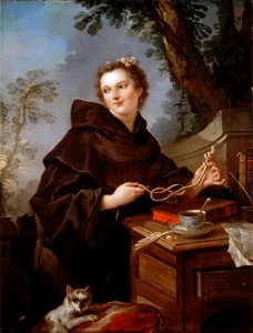 Charles-Joseph Natoire - Louise-Anne de Bourbon, Mlle de Charolais, représentée en costume de moine. Free illustration for personal and commercial use.