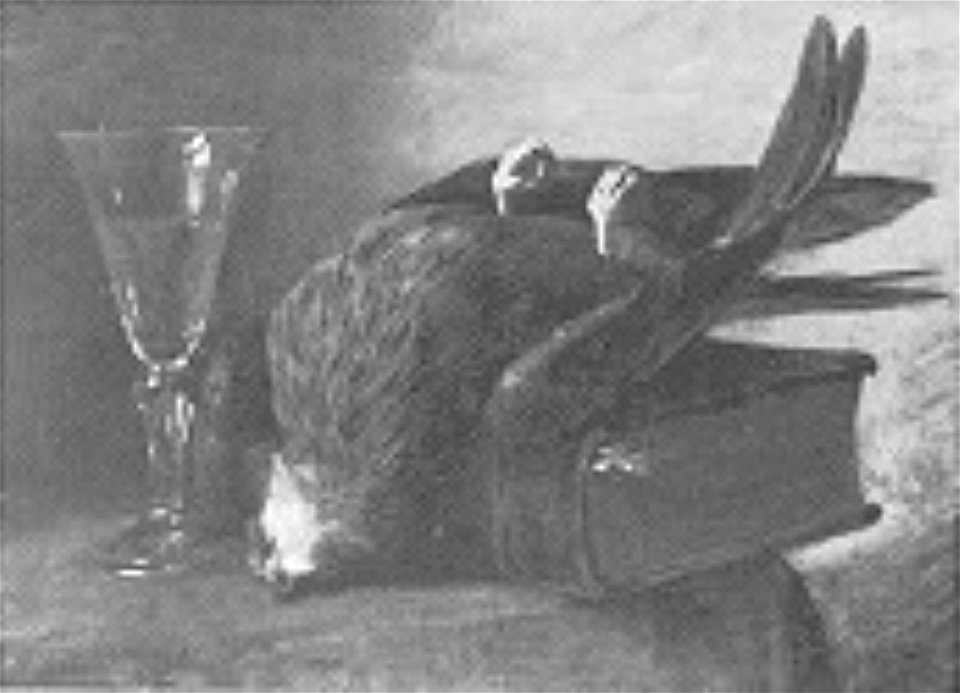 Paul Meyerheim - Erlegter Raubvogel auf einem Folianten - BG-M-SG 5685^92 - Berlinische Galerie