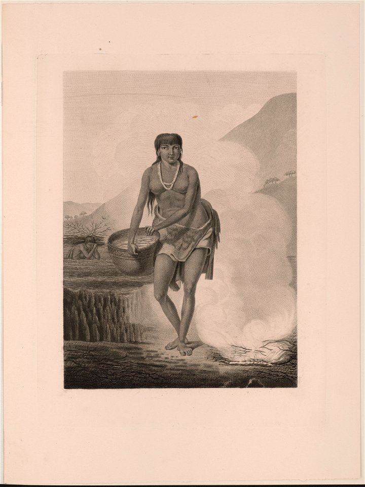 Native woman near fire LCCN2004669422