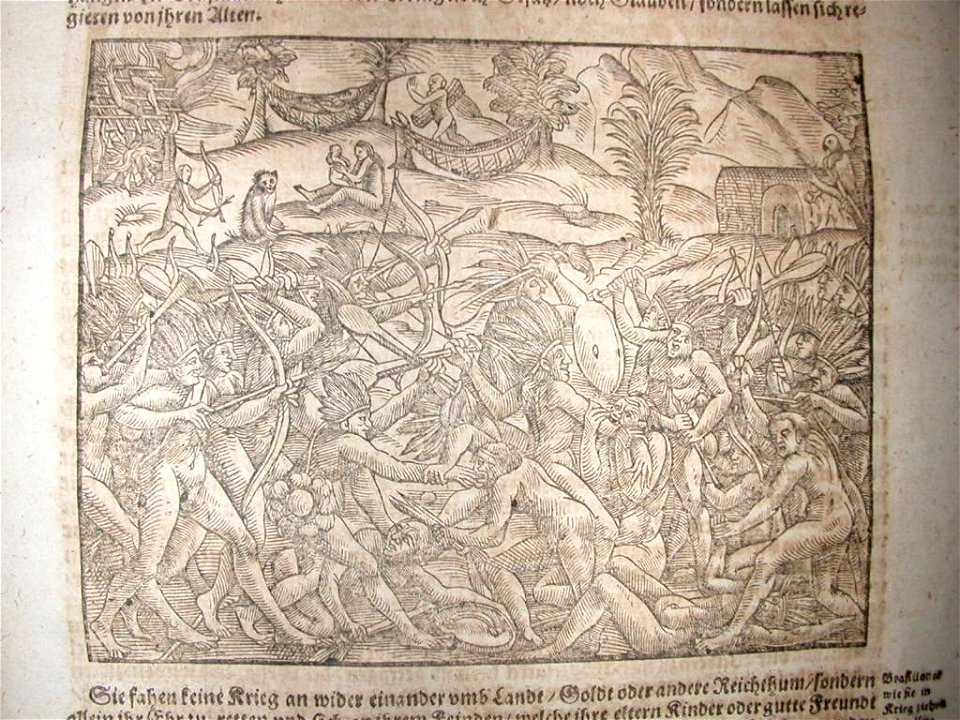 Native warfare in Mexico (Montezuma) (1628). Free illustration for personal and commercial use.