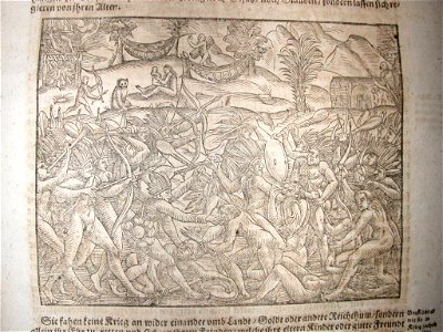 Native warfare in Mexico (Montezuma) (1628). Free illustration for personal and commercial use.