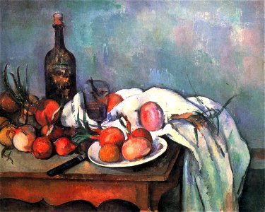 Nature morte avec oignons, par Paul Cézanne, Musée d'Orsay. Free illustration for personal and commercial use.