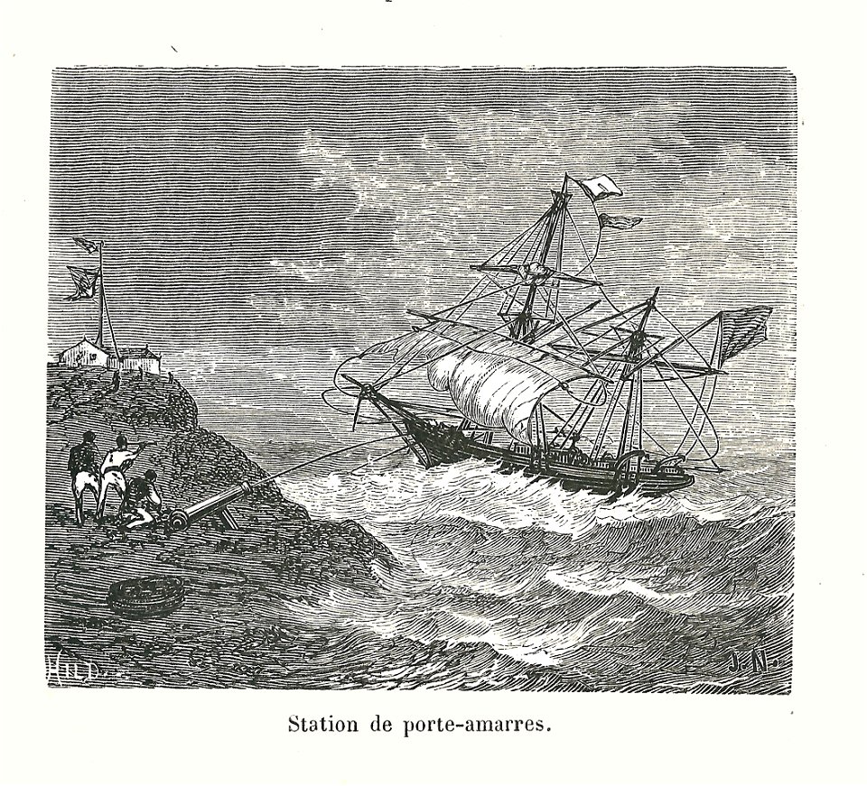 Naufrage-station porte-amarres-gravure