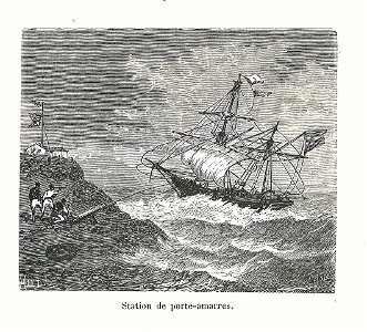 Naufrage-station porte-amarres-gravure
