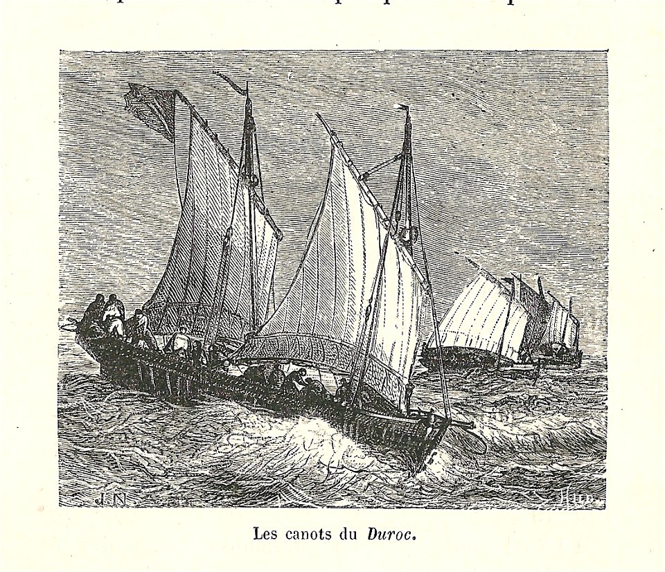 Naufrage du Duroc-les canots de sauvetage-gravure