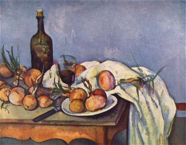 Nature morte aux oignons, par Paul Cézanne, musée d'Orsay, Yorck. Free illustration for personal and commercial use.