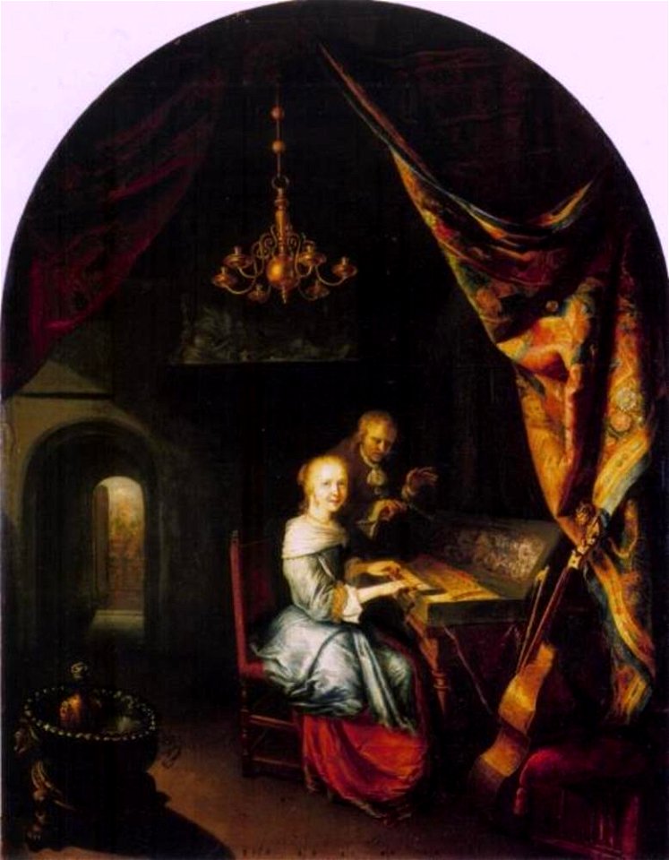 Navolger van Gerard Dou - Muziekles - Gal.-Nr. 1764 - Staatliche Kunstsammlungen Dresden