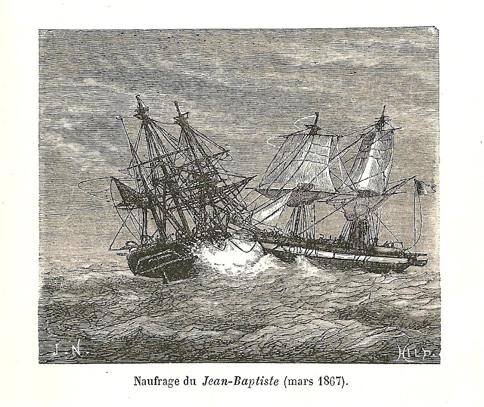 Naufrage du Jean-Baptiste en mars 1867-gravure