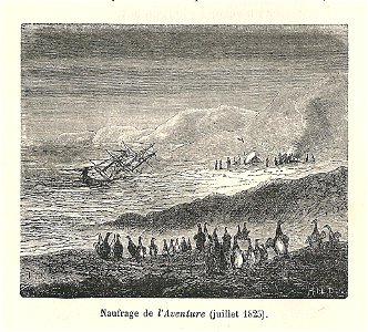 Naufrage de l'Aventure en juillet 1825-gravure