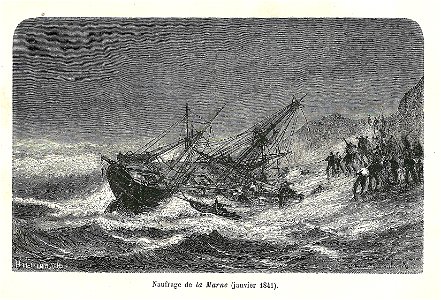 Naufrage de la Marne en janvier 1841-gravure