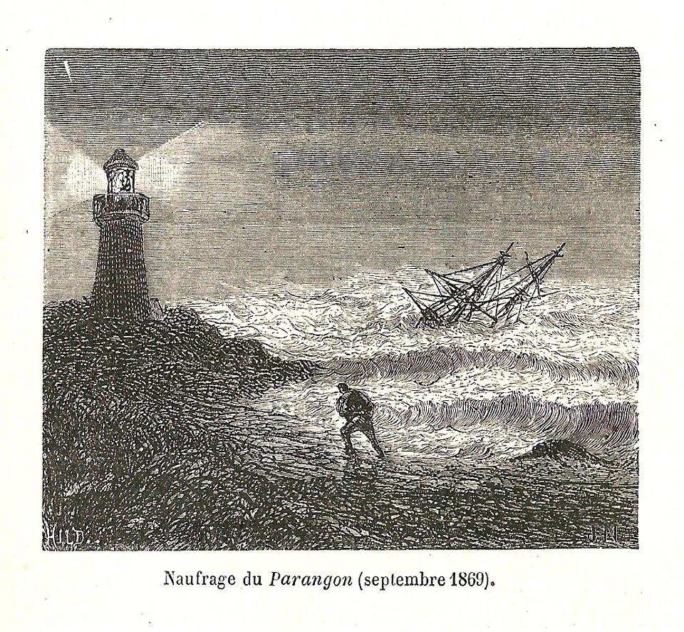 Naufrage du Parangon en septembre 1869-gravure