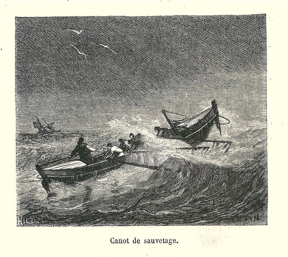 Naufrage-canot de sauvetage-gravure