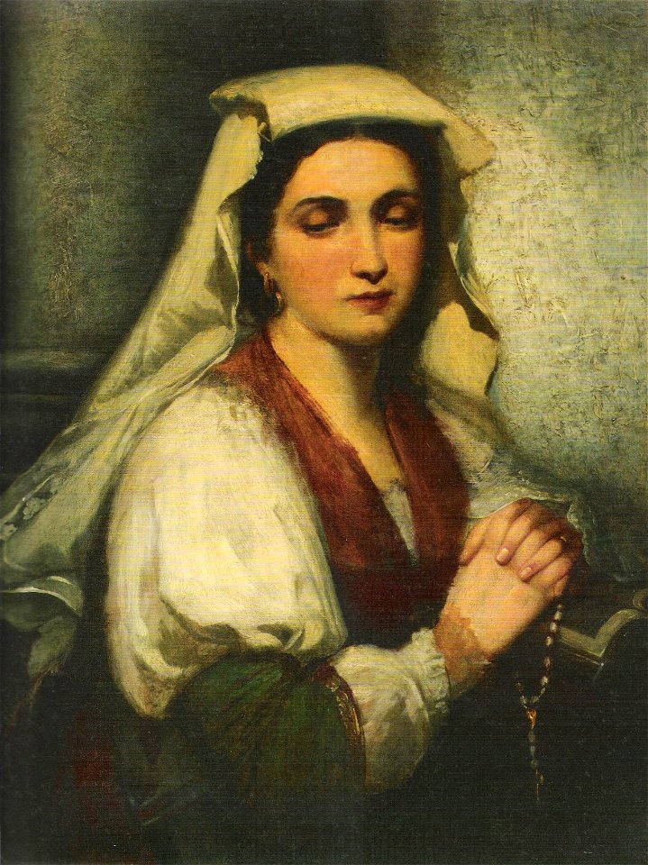 Neapolitan girl (1870) by Aleksander Kostis (Polish,1836-1877), Silesian Museum in Katowice