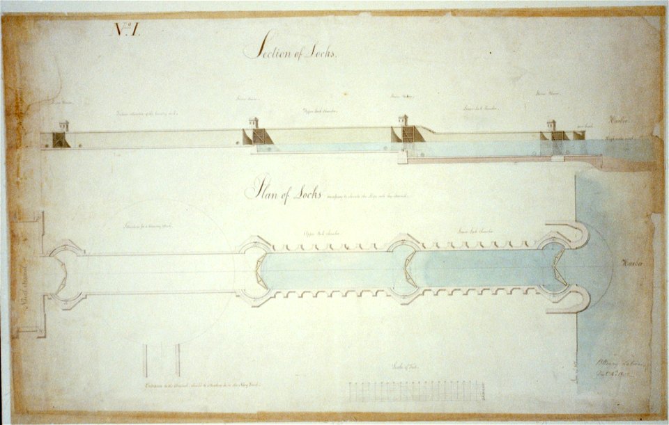Navy yard (Dry Dock and Naval Arsenal), on the Anacostia River, Washington, D.C. Plan and section of locks LCCN2001698961