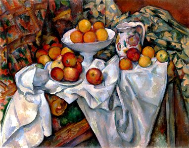 Nature morte aux pommes et aux oranges, par Paul Cézanne. Free illustration for personal and commercial use.