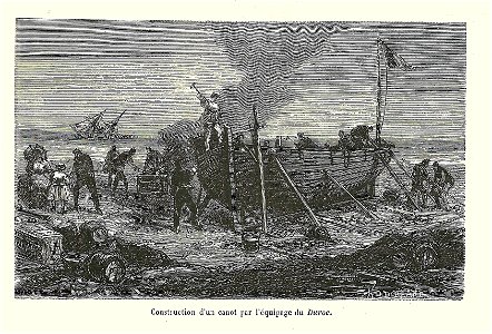 Naufrage du Duroc-construction d'un canot de sauvetage-gravure