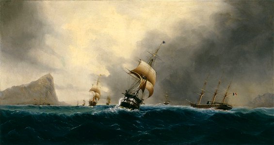 Navires devant le rocher de Gibraltar
