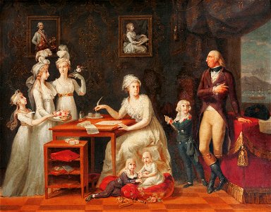Neapolitan painter - Ferdinand IV of Naples and his family with vesuvius in the background