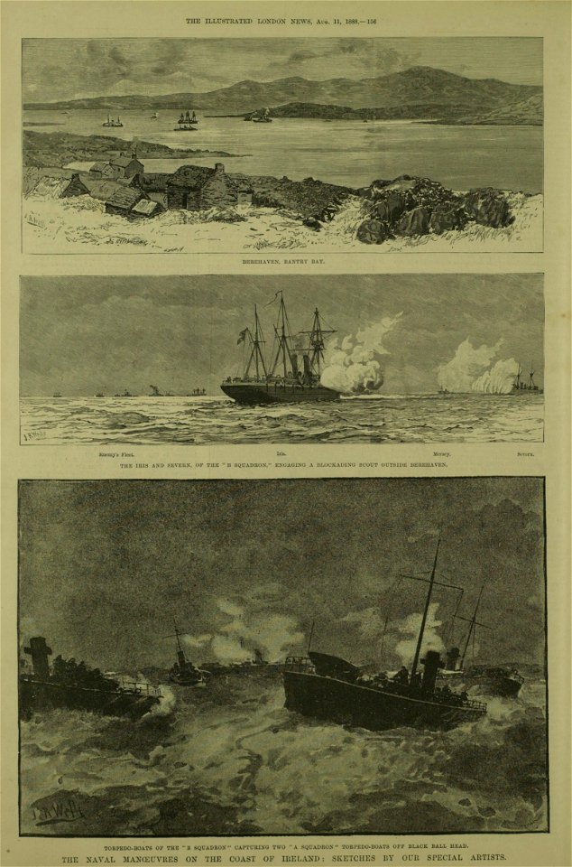 Naval Manoeuvres on the coast of Ireland, sketches by our special artist - ILN 1888