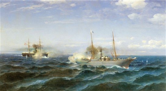 Naval battle between Vesta and Fetkh-i Bulend at the Black Sea, July 11, 1877