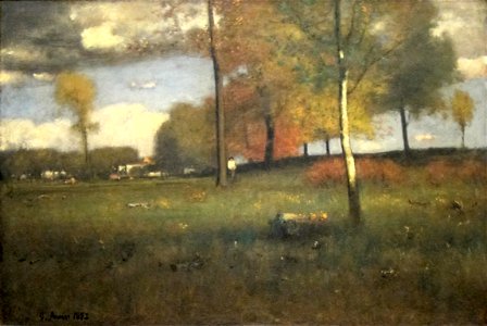 Near The Village, October by George Inness, 1892. Free illustration for personal and commercial use.
