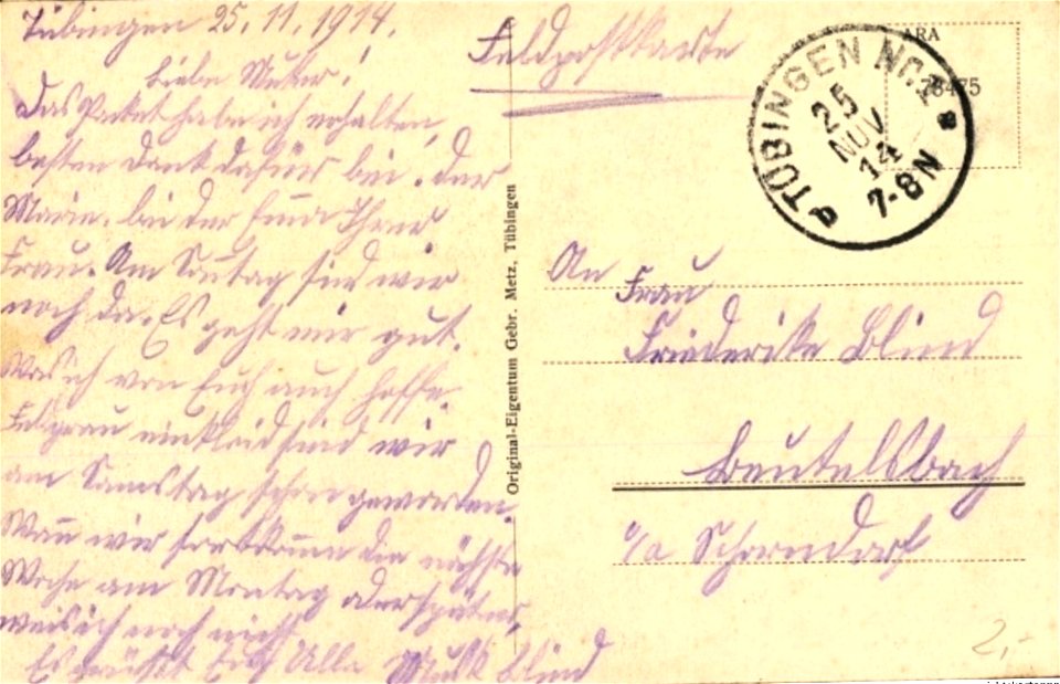 Neckar bei der Steinlachmündung (AK 76475 Gebr. Metz 1914) R