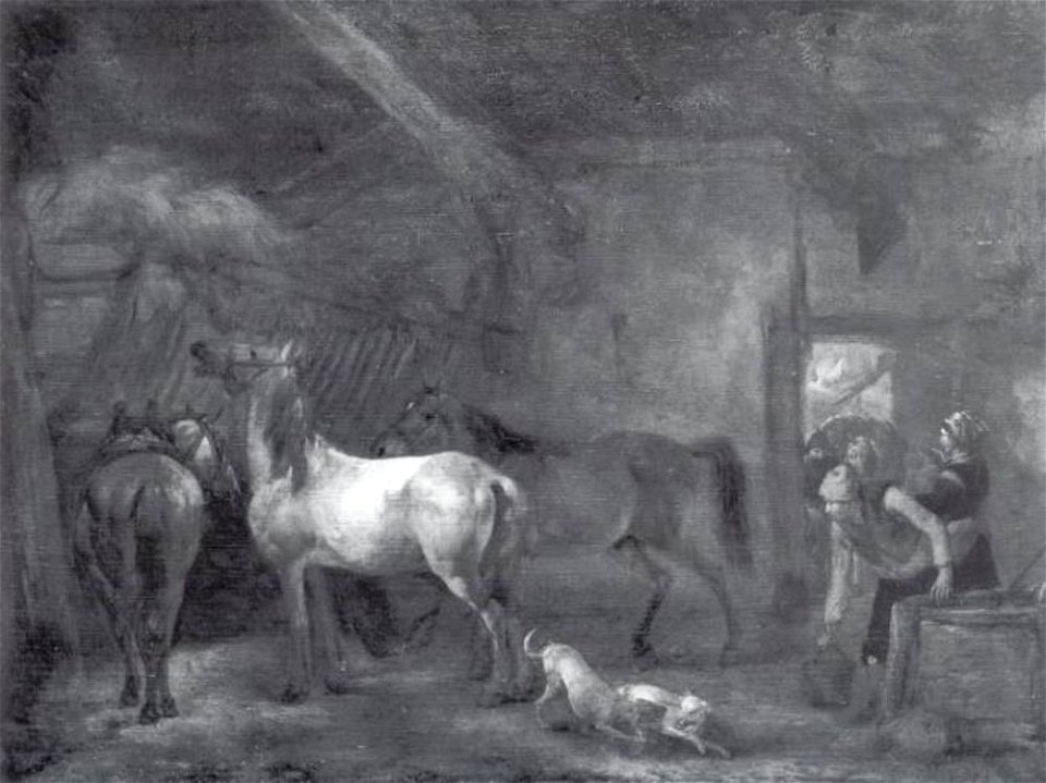 Navolger van Philips Wouwerman - Stal met drie paarden - 185 - Städel Museum