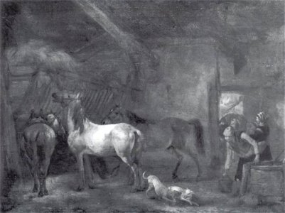 Navolger van Philips Wouwerman - Stal met drie paarden - 185 - Städel Museum