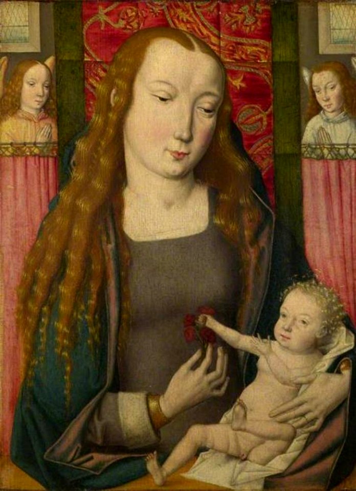 Navolger van Meester van de (Brugse) Legende van de Heilige Ursula - Maria met kind en twee engelen - NG3379 - National Gallery