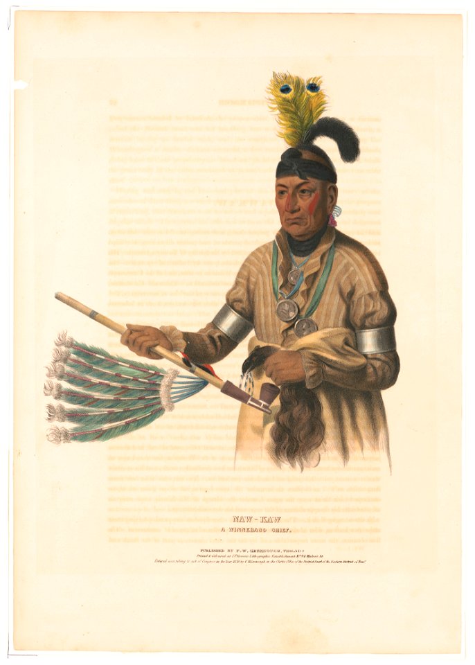Naw-kaw, a Winnebago chief - drawn, printed & coloured at I.T. Bowen's Lithographic Establishment, no. 94 Walnut St. LCCN2003670081