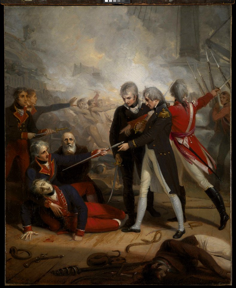 Nelson receiving the surrender of the 'San Nicolas', 14 February 1797 RMG BHC2909