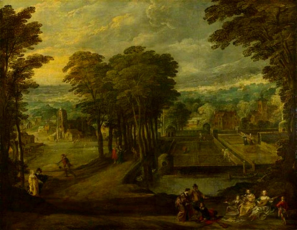 Navolger van Joos de Momper (II) - Musicerend gezelschap voor een dorp - NG1017 - National Gallery