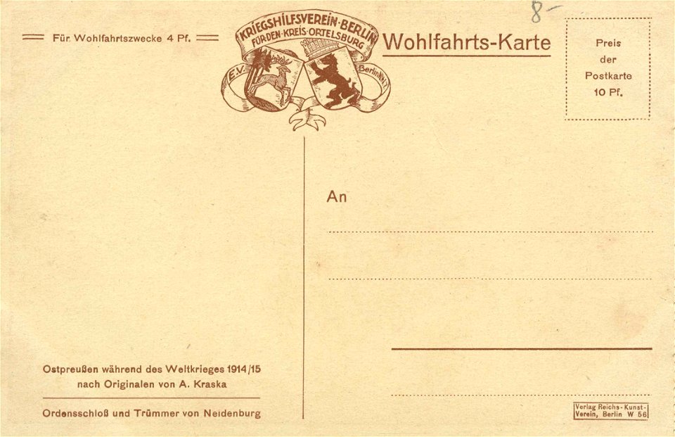 Neidenburg, Ostpreußen - Ordensschloss und Trümmer (back) (Zeno Ansichtskarten)